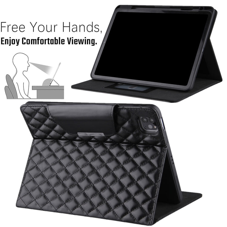 For iPad Pro 11 (2021 / 2020 / 2018) / Air 10.9 2020 Checkered Pattern Horizontal Flip Leather Tablet Case with Holder & Card Slots & Hand Strap