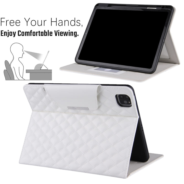 For iPad Pro 11 (2021 / 2020 / 2018) / Air 10.9 2020 Checkered Pattern Horizontal Flip Leather Tablet Case with Holder & Card Slots & Hand Strap