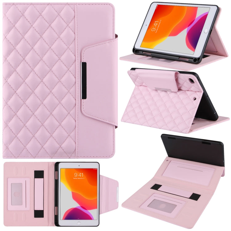 Checkered Pattern Horizontal Flip Leather Case with Holder & Card Slots & Hand Strap For iPad mini 5 / 4