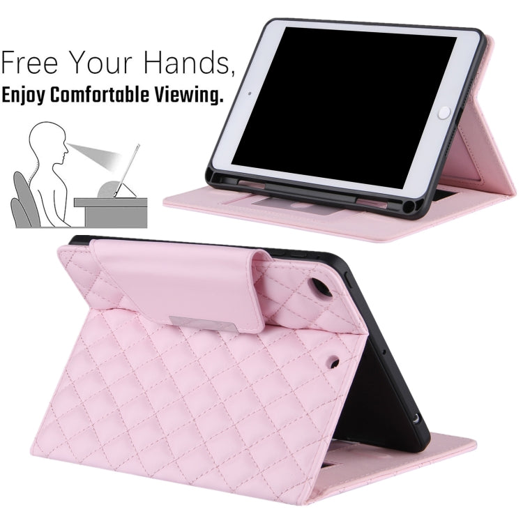 Checkered Pattern Horizontal Flip Leather Case with Holder & Card Slots & Hand Strap For iPad mini 5 / 4