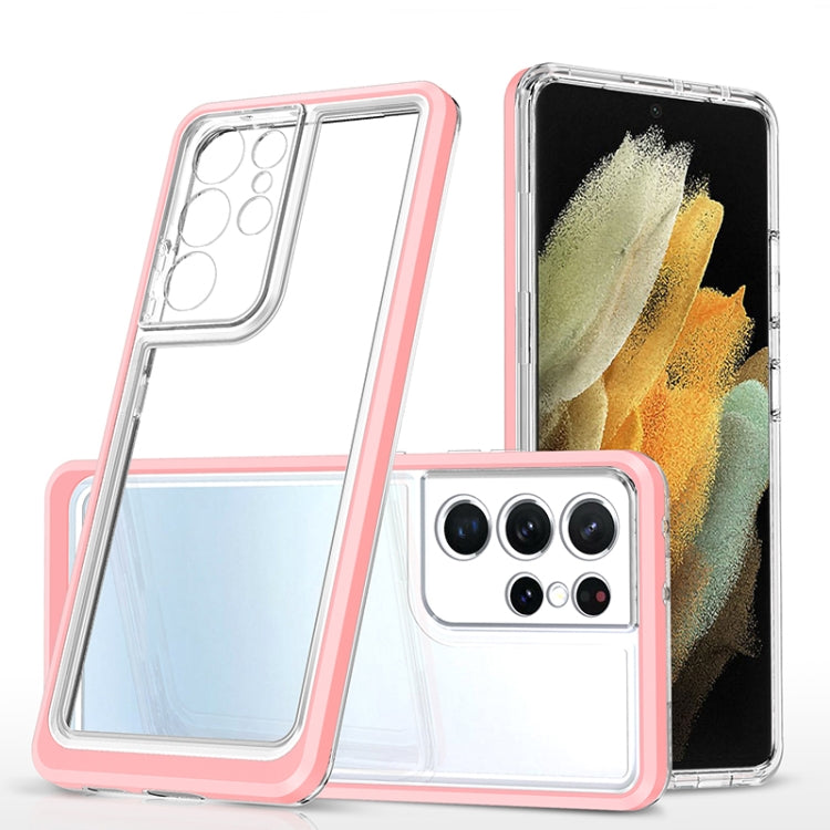 For Samsung Galaxy S21 Ultra 5G Bright Series Clear Acrylic + PC+TPU Shockproof Case