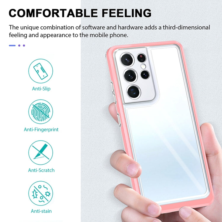 For Samsung Galaxy S21 Ultra 5G Bright Series Clear Acrylic + PC+TPU Shockproof Case