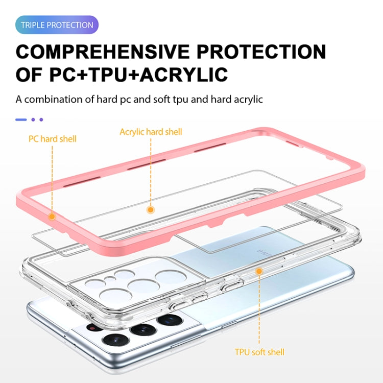 For Samsung Galaxy S21 Ultra 5G Bright Series Clear Acrylic + PC+TPU Shockproof Case