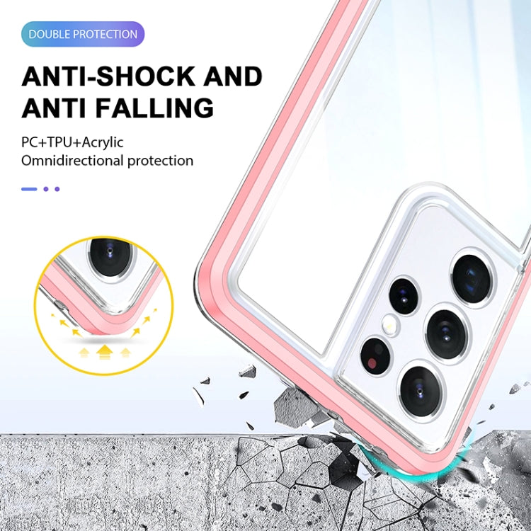 For Samsung Galaxy S21 Ultra 5G Bright Series Clear Acrylic + PC+TPU Shockproof Case