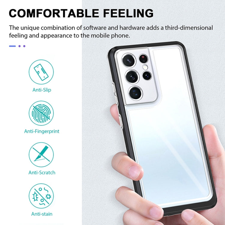 For Samsung Galaxy S21 Ultra 5G Bright Series Clear Acrylic + PC+TPU Shockproof Case