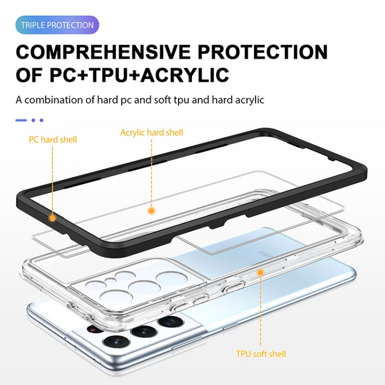 For Samsung Galaxy S21 Ultra 5G Bright Series Clear Acrylic + PC+TPU Shockproof Case