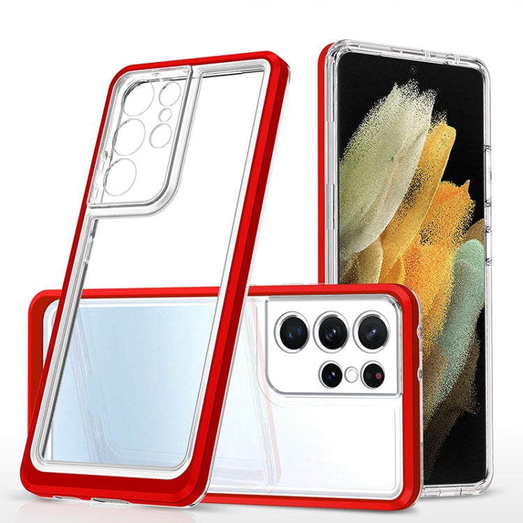 For Samsung Galaxy S21 Ultra 5G Bright Series Clear Acrylic + PC+TPU Shockproof Case
