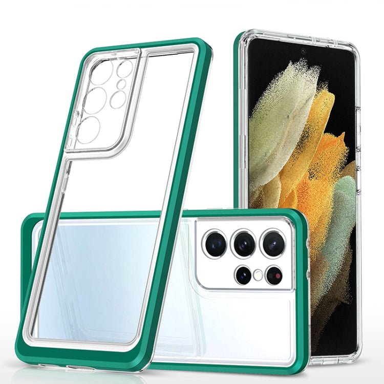 For Samsung Galaxy S21 Ultra 5G Bright Series Clear Acrylic + PC+TPU Shockproof Case