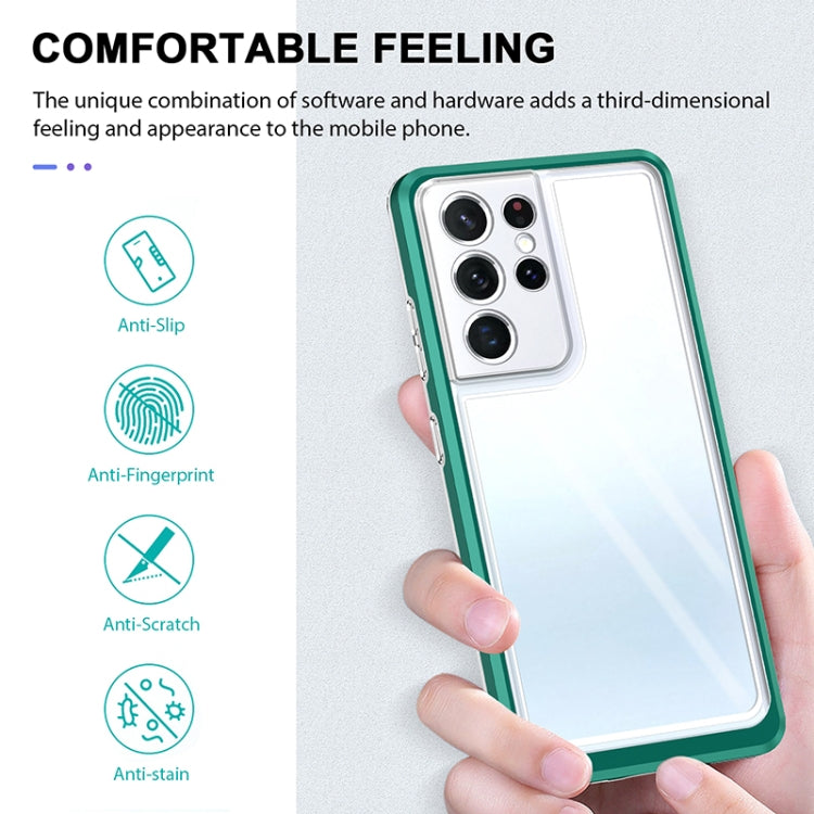 For Samsung Galaxy S21 Ultra 5G Bright Series Clear Acrylic + PC+TPU Shockproof Case