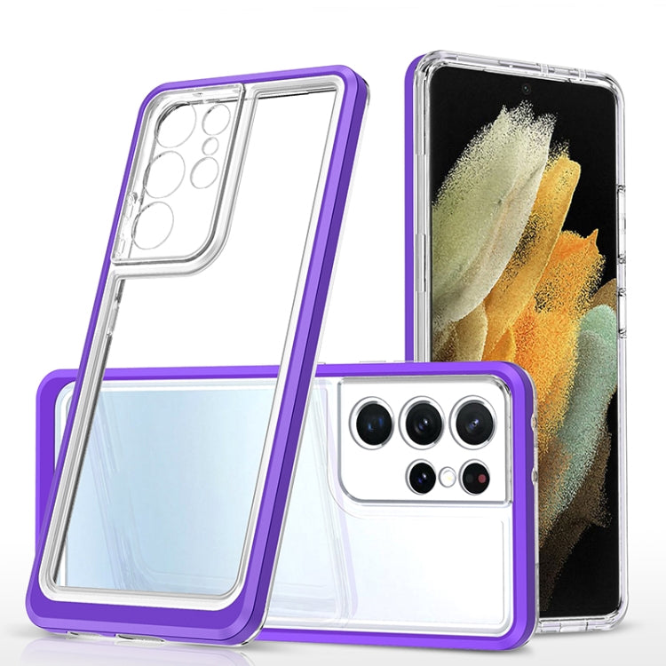 For Samsung Galaxy S21 Ultra 5G Bright Series Clear Acrylic + PC+TPU Shockproof Case