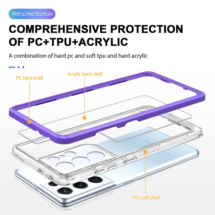 For Samsung Galaxy S21 Ultra 5G Bright Series Clear Acrylic + PC+TPU Shockproof Case