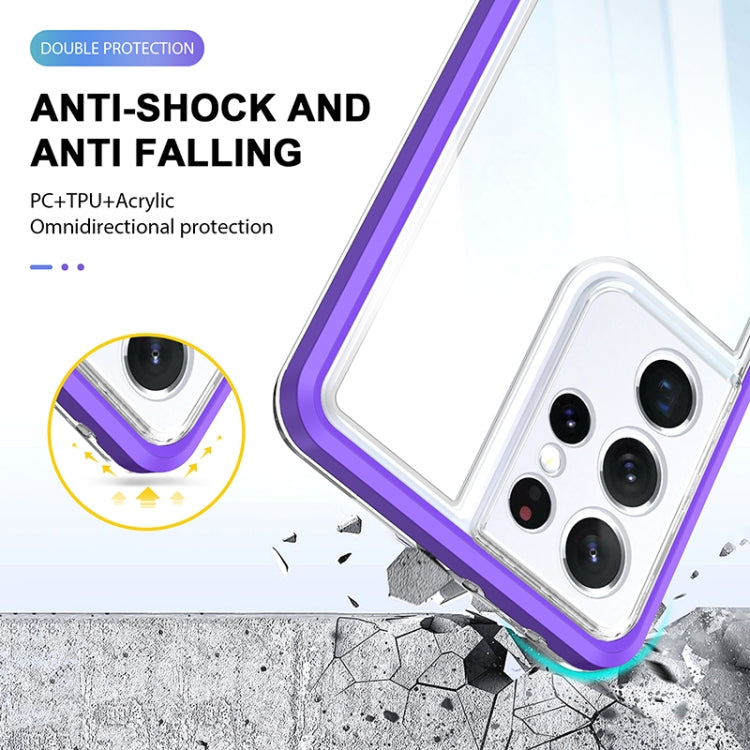 For Samsung Galaxy S21 Ultra 5G Bright Series Clear Acrylic + PC+TPU Shockproof Case