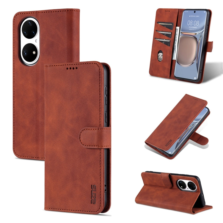 For Huawei P50 AZNS Skin Feel Calf Texture Horizontal Flip Leather Case with Card Slots & Holder & Wallet