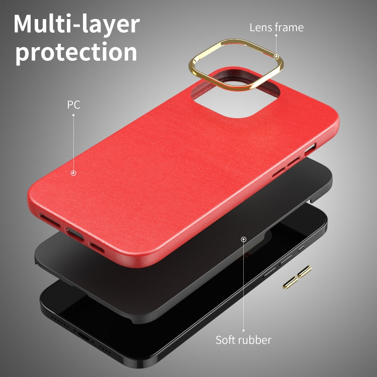 For iPhone 13 Pro Electroplating Leather Texture PC + TPU Shockproof Case