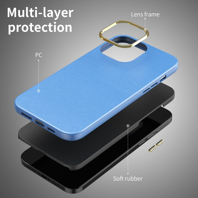 For iPhone 13 Pro Max Electroplating Leather Texture PC + TPU Shockproof Case