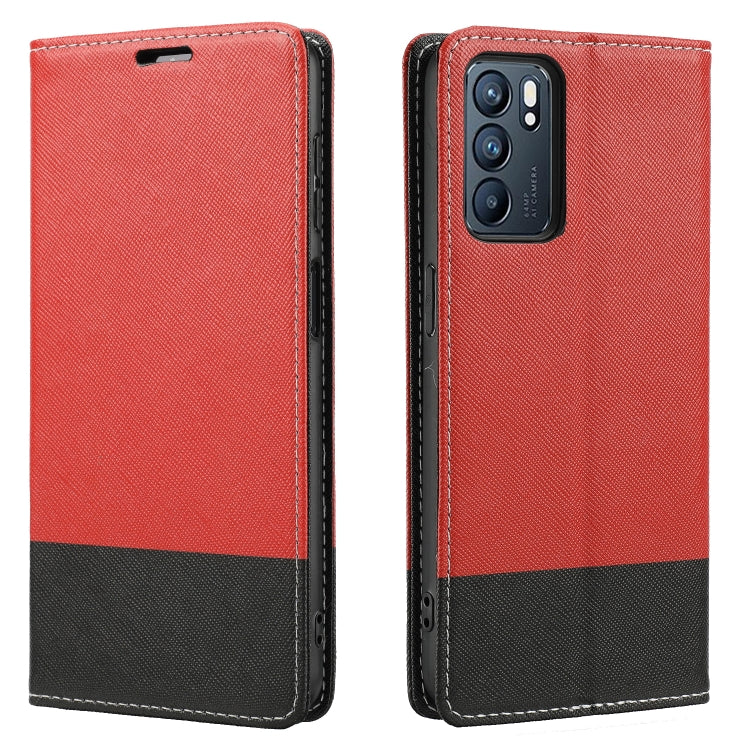 For OPPO Reno6 5G Cross Texture Magnetic Horizontal Flip Leather Case with Card Slots & Holder & Wallet