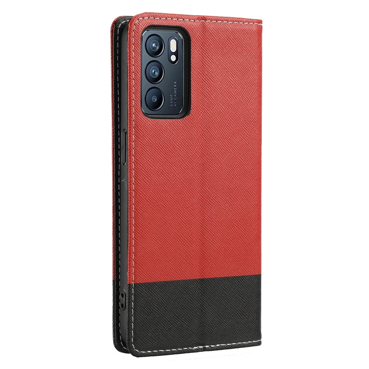 For OPPO Reno6 5G Cross Texture Magnetic Horizontal Flip Leather Case with Card Slots & Holder & Wallet