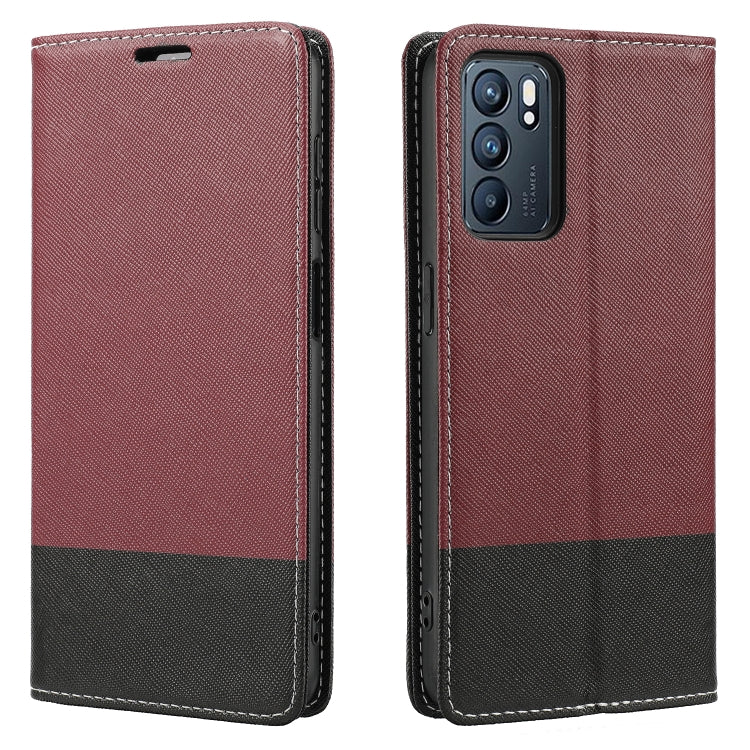For OPPO Reno6 5G Cross Texture Magnetic Horizontal Flip Leather Case with Card Slots & Holder & Wallet