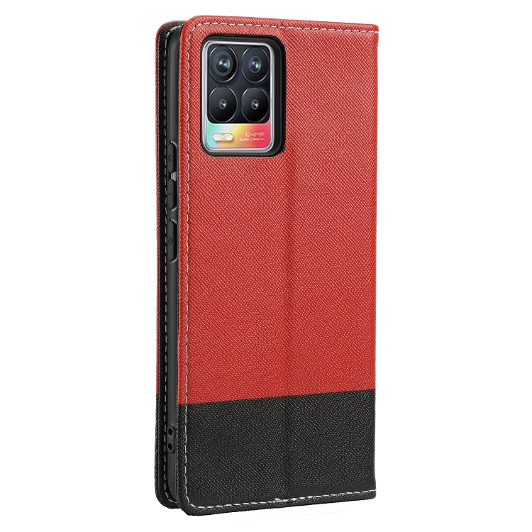 For OPPO Realme 8 Cross Texture Magnetic Horizontal Flip Leather Case with Card Slots & Holder & Wallet