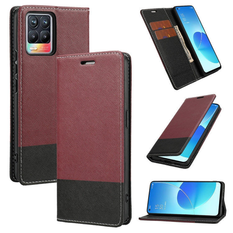 For OPPO Realme 8 Cross Texture Magnetic Horizontal Flip Leather Case with Card Slots & Holder & Wallet