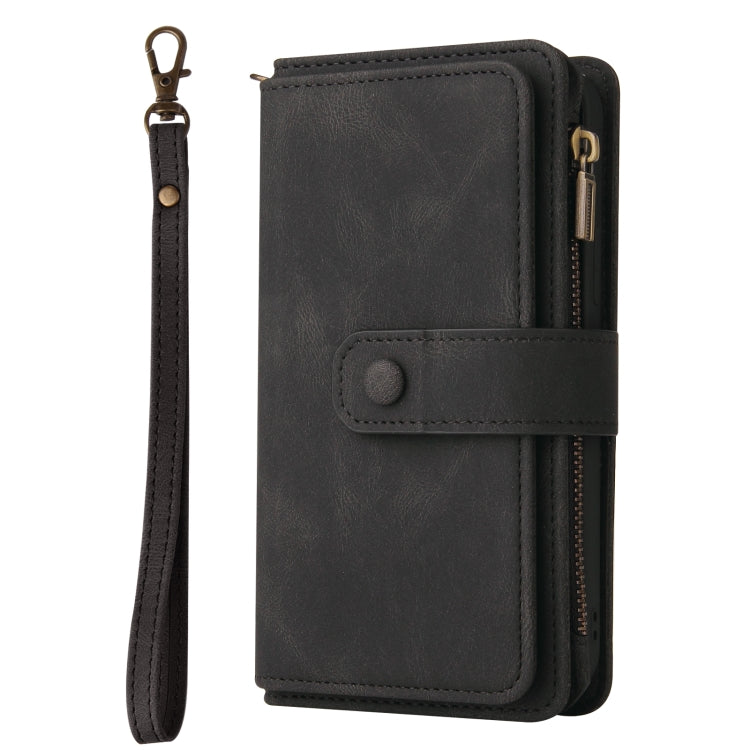 For Samsung Galaxy A01 Skin Feel PU + TPU Horizontal Flip Leather Case with Holder & 15 Cards Slot & Wallet & Zipper Pocket & Lanyard