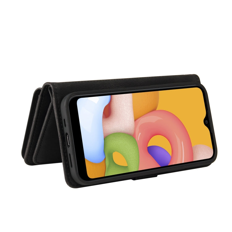 For Samsung Galaxy A01 Skin Feel PU + TPU Horizontal Flip Leather Case with Holder & 15 Cards Slot & Wallet & Zipper Pocket & Lanyard