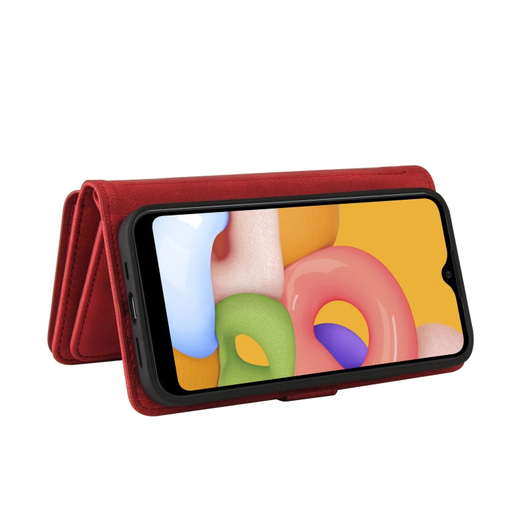For Samsung Galaxy A01 Skin Feel PU + TPU Horizontal Flip Leather Case with Holder & 15 Cards Slot & Wallet & Zipper Pocket & Lanyard