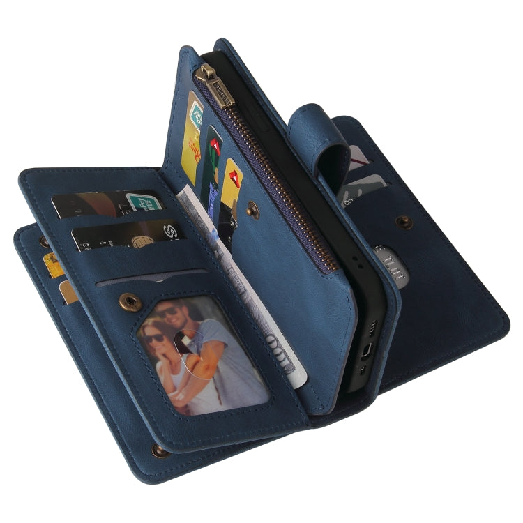 For Samsung Galaxy A01 Skin Feel PU + TPU Horizontal Flip Leather Case with Holder & 15 Cards Slot & Wallet & Zipper Pocket & Lanyard