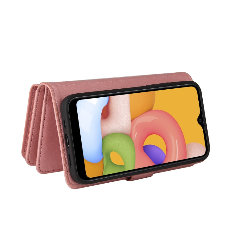 For Samsung Galaxy A01 Skin Feel PU + TPU Horizontal Flip Leather Case with Holder & 15 Cards Slot & Wallet & Zipper Pocket & Lanyard
