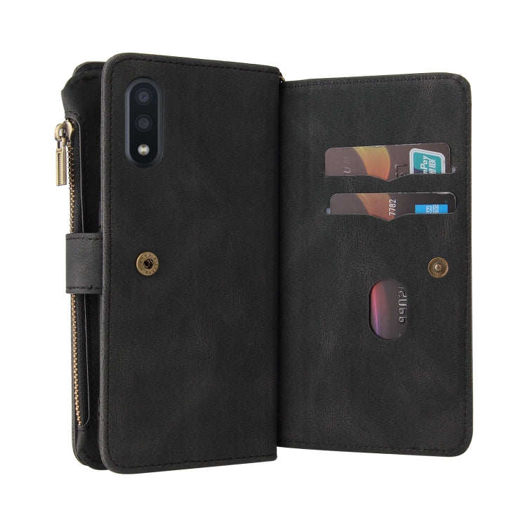 For Samsung Galaxy A02 EU Version Skin Feel PU + TPU Horizontal Flip Leather Case with Holder & 15 Cards Slot & Wallet & Zipper Pocket & Lanyard