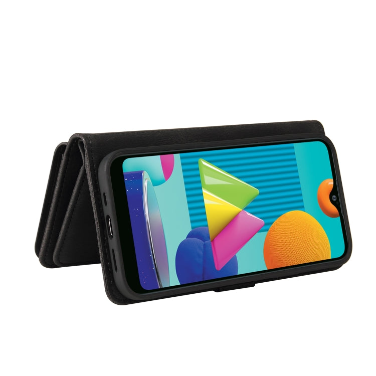 For Samsung Galaxy A02 EU Version Skin Feel PU + TPU Horizontal Flip Leather Case with Holder & 15 Cards Slot & Wallet & Zipper Pocket & Lanyard