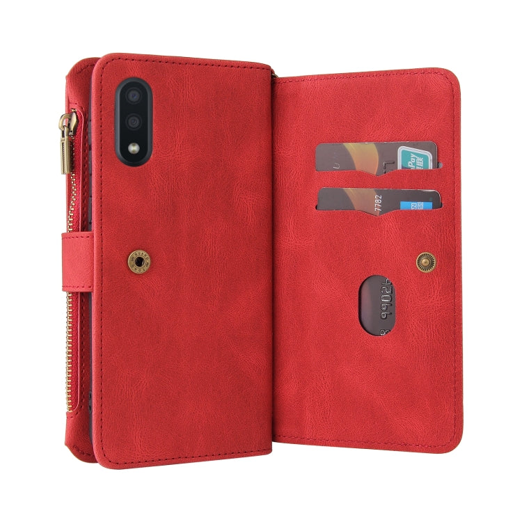 For Samsung Galaxy A02 EU Version Skin Feel PU + TPU Horizontal Flip Leather Case with Holder & 15 Cards Slot & Wallet & Zipper Pocket & Lanyard
