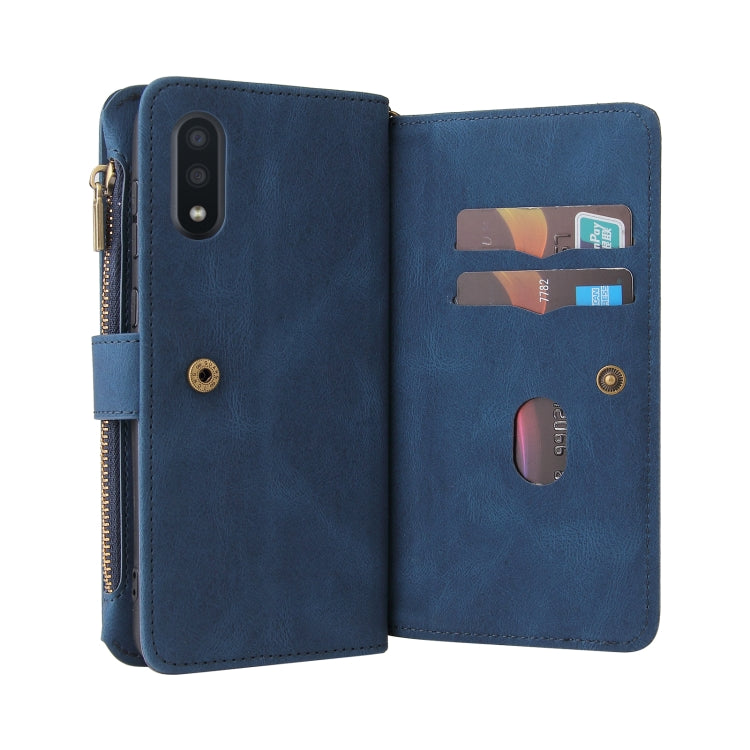 For Samsung Galaxy A02 EU Version Skin Feel PU + TPU Horizontal Flip Leather Case with Holder & 15 Cards Slot & Wallet & Zipper Pocket & Lanyard
