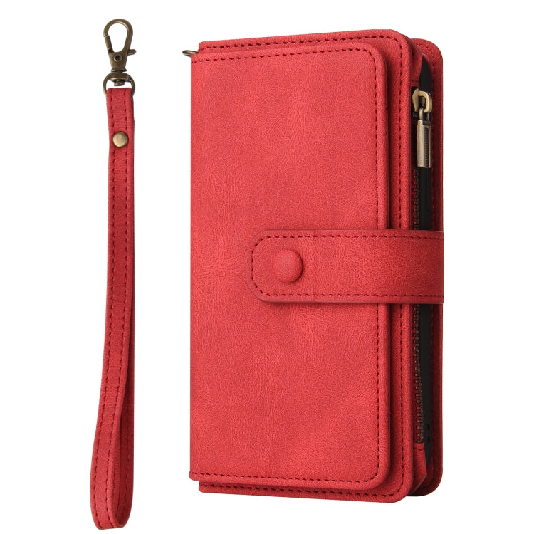 For Samsung Galaxy A03s Skin Feel PU + TPU Horizontal Flip Leather Case with Holder & 15 Cards Slot & Wallet & Zipper Pocket & Lanyard