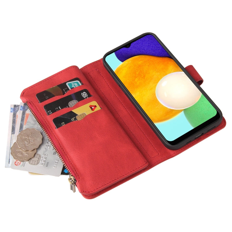 For Samsung Galaxy A03s Skin Feel PU + TPU Horizontal Flip Leather Case with Holder & 15 Cards Slot & Wallet & Zipper Pocket & Lanyard