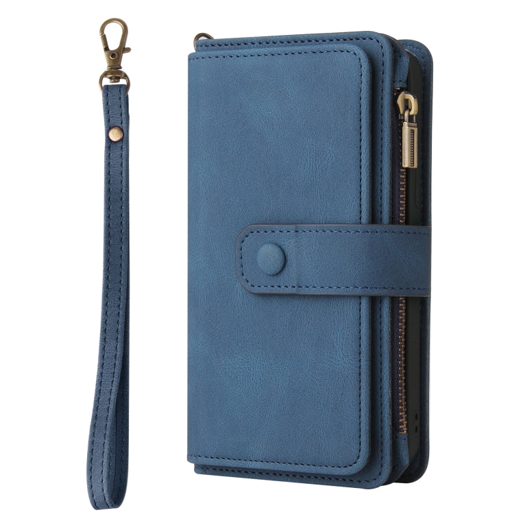 For Samsung Galaxy A03s Skin Feel PU + TPU Horizontal Flip Leather Case with Holder & 15 Cards Slot & Wallet & Zipper Pocket & Lanyard