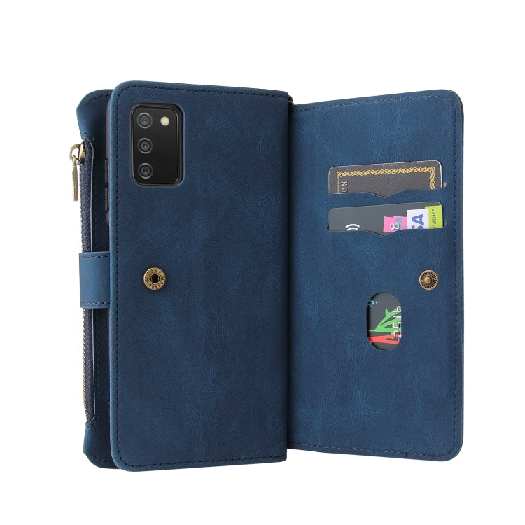 For Samsung Galaxy A03s Skin Feel PU + TPU Horizontal Flip Leather Case with Holder & 15 Cards Slot & Wallet & Zipper Pocket & Lanyard