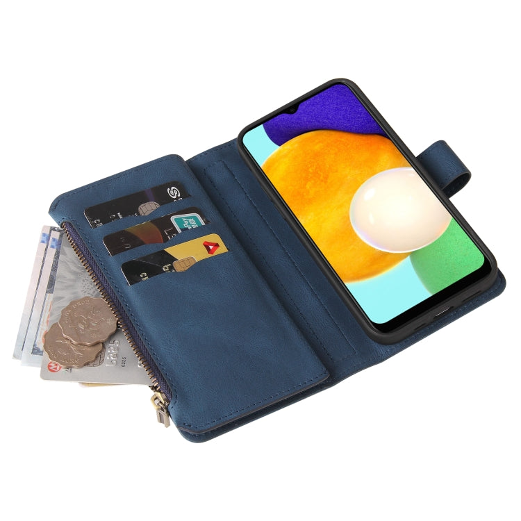 For Samsung Galaxy A03s Skin Feel PU + TPU Horizontal Flip Leather Case with Holder & 15 Cards Slot & Wallet & Zipper Pocket & Lanyard