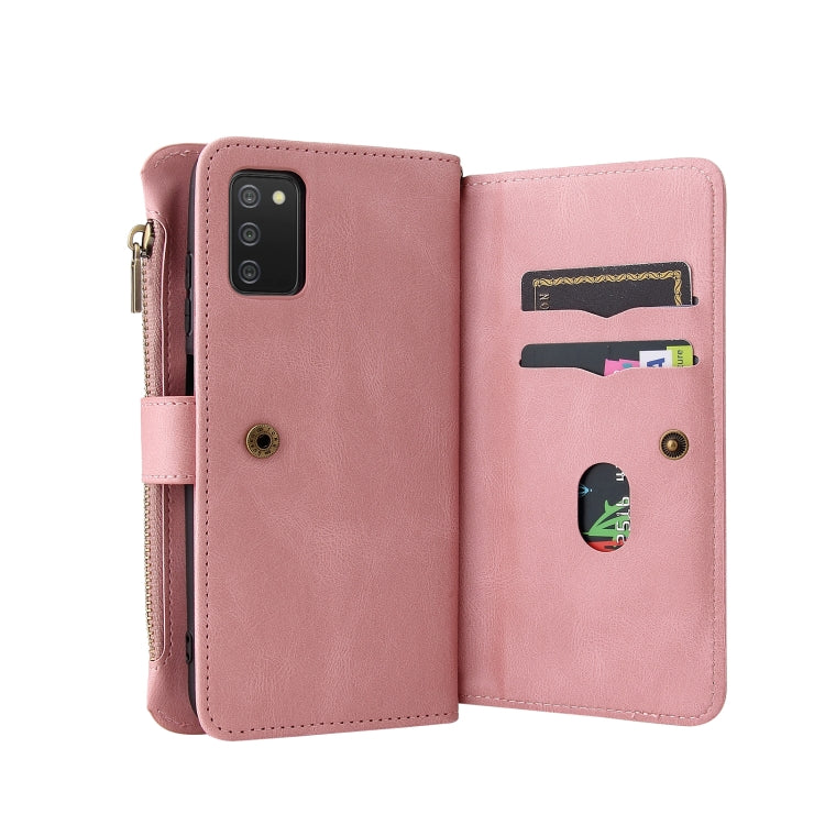 For Samsung Galaxy A03s Skin Feel PU + TPU Horizontal Flip Leather Case with Holder & 15 Cards Slot & Wallet & Zipper Pocket & Lanyard