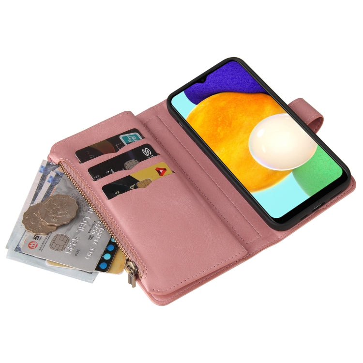 For Samsung Galaxy A03s Skin Feel PU + TPU Horizontal Flip Leather Case with Holder & 15 Cards Slot & Wallet & Zipper Pocket & Lanyard