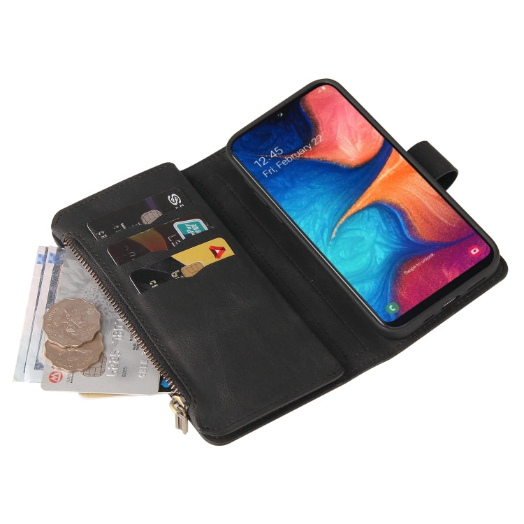 For Samsung Galaxy A20e Skin Feel PU + TPU Horizontal Flip Leather Case with Holder & 15 Cards Slot & Wallet & Zipper Pocket & Lanyard