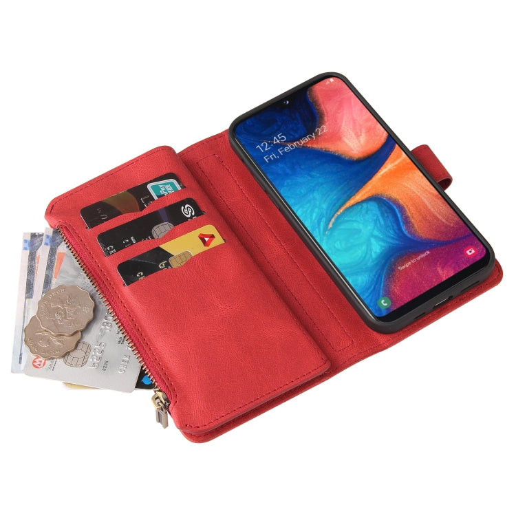 For Samsung Galaxy A20e Skin Feel PU + TPU Horizontal Flip Leather Case with Holder & 15 Cards Slot & Wallet & Zipper Pocket & Lanyard