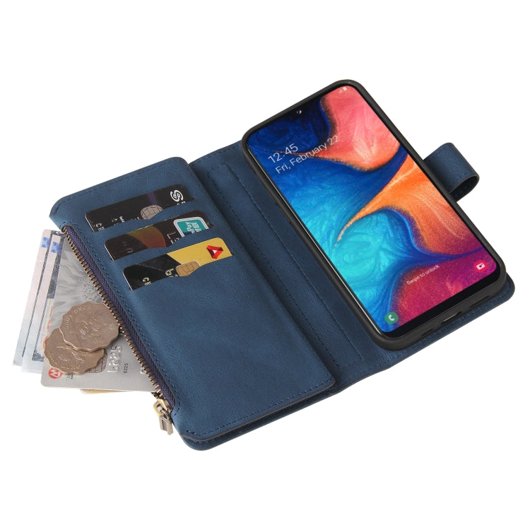 For Samsung Galaxy A20e Skin Feel PU + TPU Horizontal Flip Leather Case with Holder & 15 Cards Slot & Wallet & Zipper Pocket & Lanyard