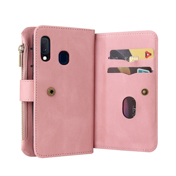 For Samsung Galaxy A20e Skin Feel PU + TPU Horizontal Flip Leather Case with Holder & 15 Cards Slot & Wallet & Zipper Pocket & Lanyard
