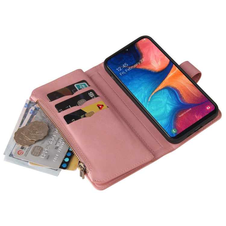 For Samsung Galaxy A20e Skin Feel PU + TPU Horizontal Flip Leather Case with Holder & 15 Cards Slot & Wallet & Zipper Pocket & Lanyard