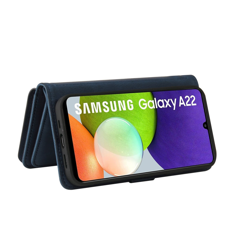For Samsung Galaxy A22 4G Skin Feel PU + TPU Horizontal Flip Leather Case with Holder & 15 Cards Slot & Wallet & Zipper Pocket & Lanyard