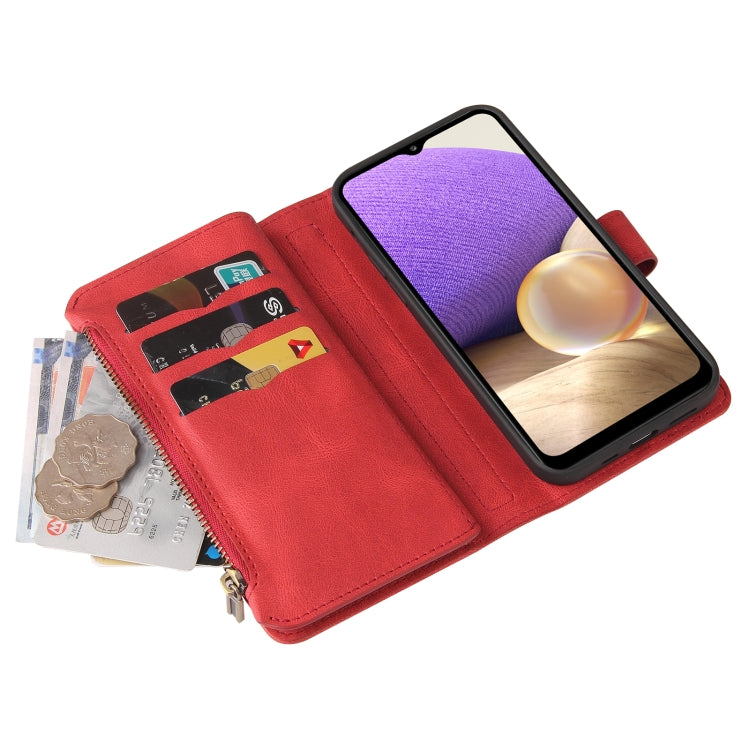 For Samsung Galaxy A32 4G Skin Feel PU + TPU Horizontal Flip Leather Case with Holder & 15 Cards Slot & Wallet & Zipper Pocket & Lanyard