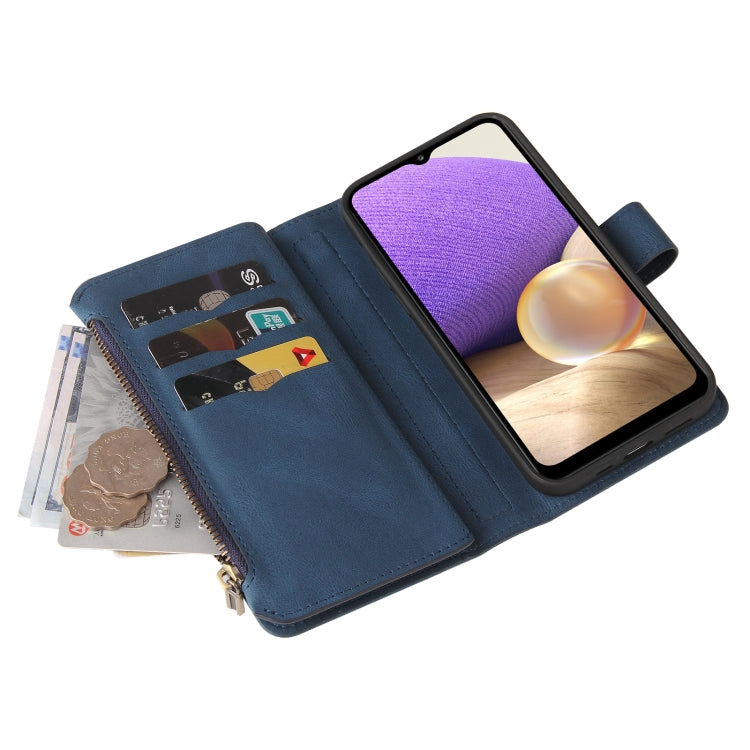 For Samsung Galaxy A32 4G Skin Feel PU + TPU Horizontal Flip Leather Case with Holder & 15 Cards Slot & Wallet & Zipper Pocket & Lanyard