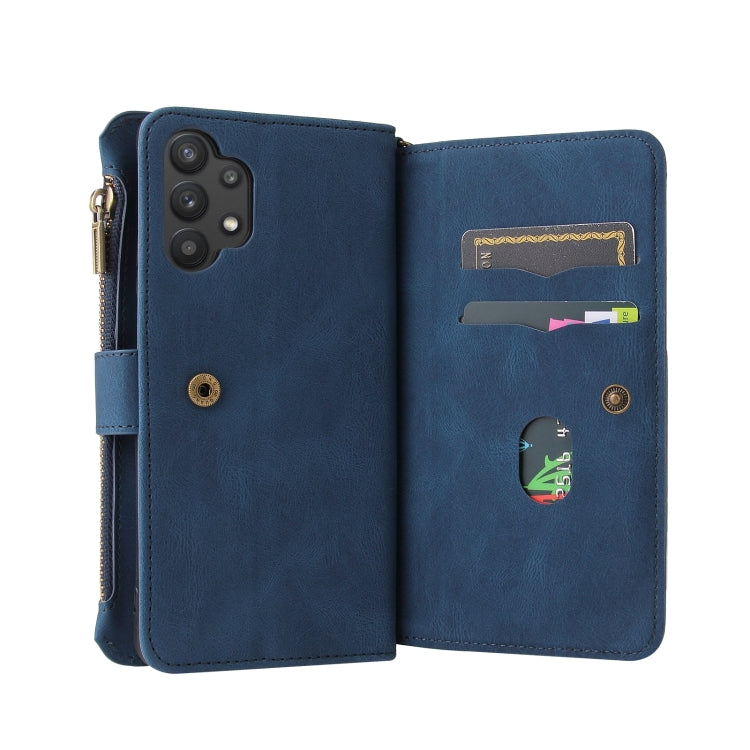 For Samsung Galaxy A32 5G Skin Feel PU + TPU Horizontal Flip Leather Case with Holder & 15 Cards Slot & Wallet & Zipper Pocket & Lanyard
