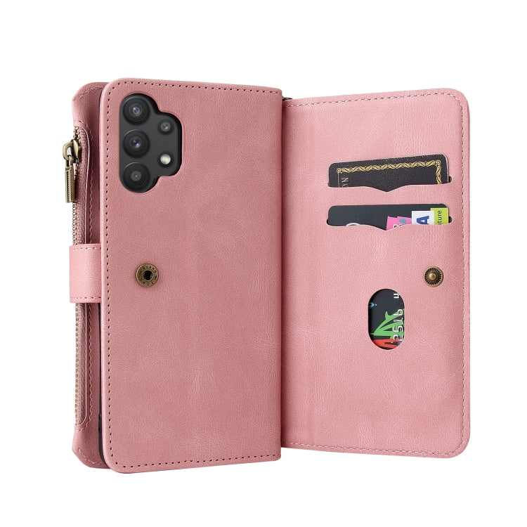 For Samsung Galaxy A32 5G Skin Feel PU + TPU Horizontal Flip Leather Case with Holder & 15 Cards Slot & Wallet & Zipper Pocket & Lanyard